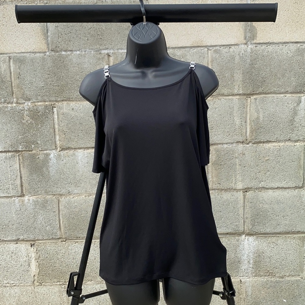 Michael Kors Black Sm Open Shoulder Chain Blouse